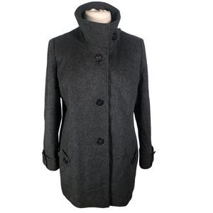 Kristen Blake Gray Australian Wool Blend Winter Coat XL Stand Up Collar Warm